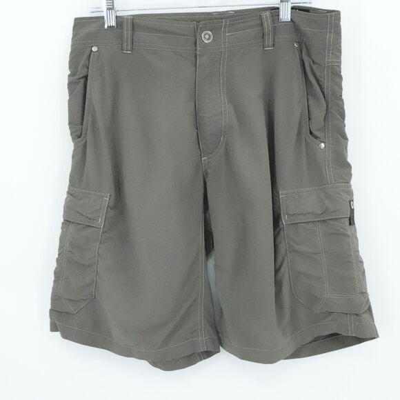 Kuhl Cargo Shorts Mens 32 Gray Quick Dry Hiking Outdoor Stretch Utility Pockets - Picture 1 of 15
